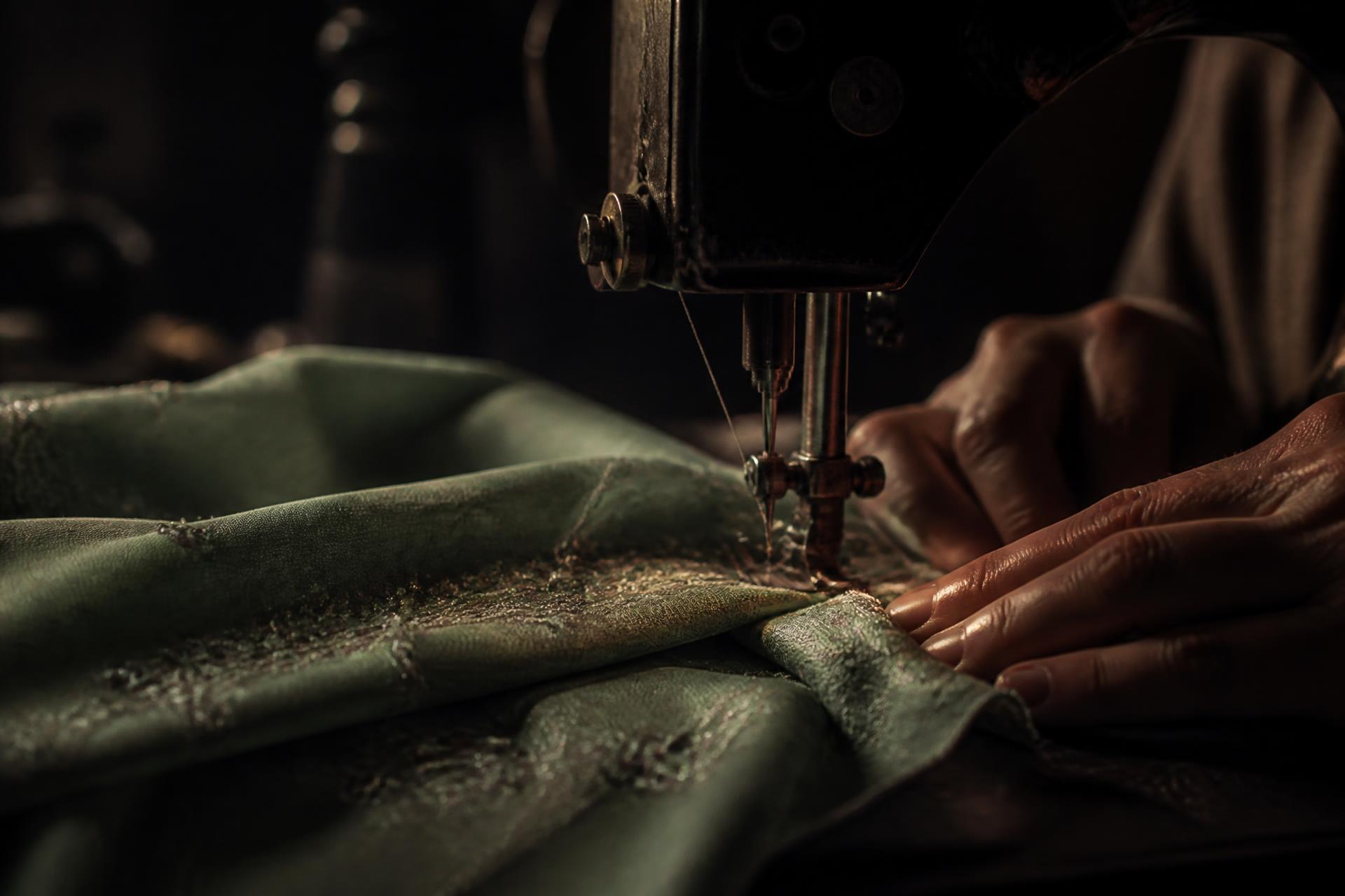 Arlo Aven atelier, stitching sage green fabric